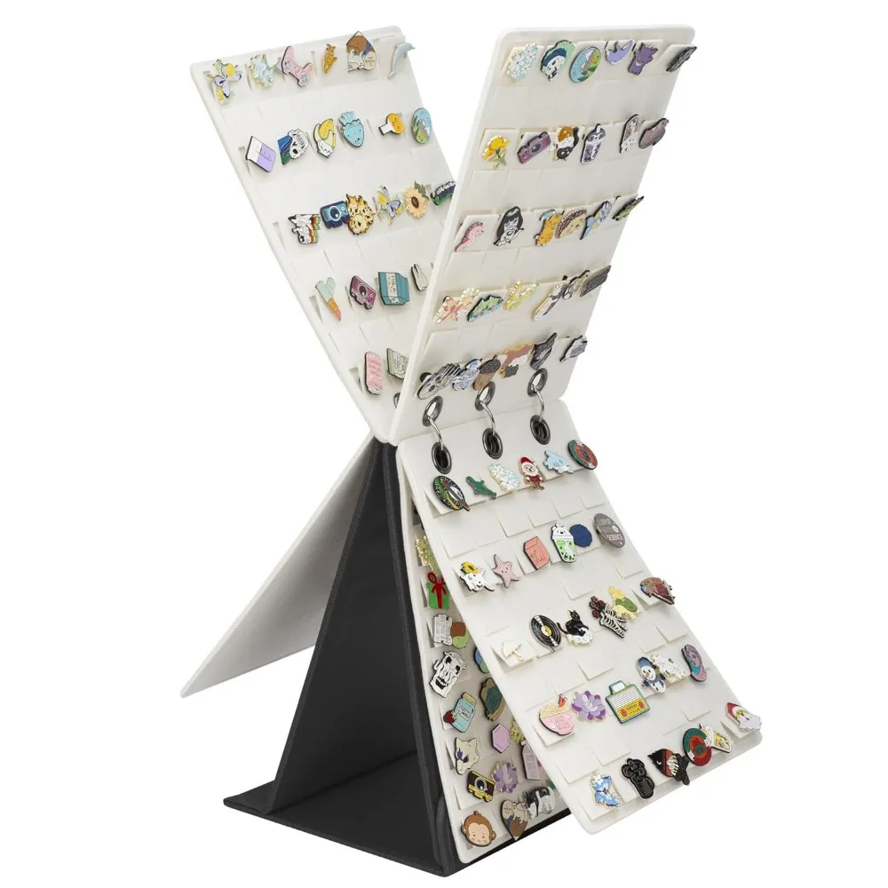 

Multilayer Felt Pin Display Stand Large Capacity Foldable Shoe Charm Holder Ornament 3-Ring Pin Storage Binder Home Accessory