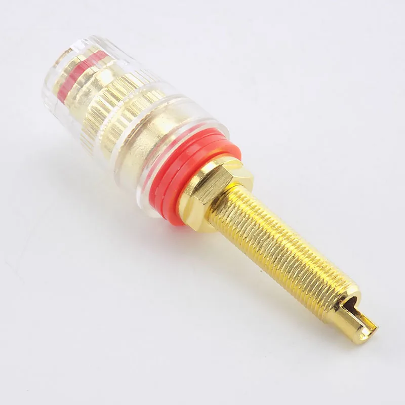 2pcs Brass Long Binding Post Connector Audio Speaker Amplifier Audio Adapter for 4mm Banana Plug Terminal Connectors C6