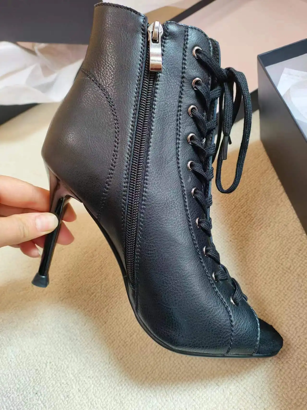 Real Leather Dance Heels Rubber Sole High Quality Made Sexy Women Latin Salsa Bachata Dance Shoes 10cm Dance Booties For Women