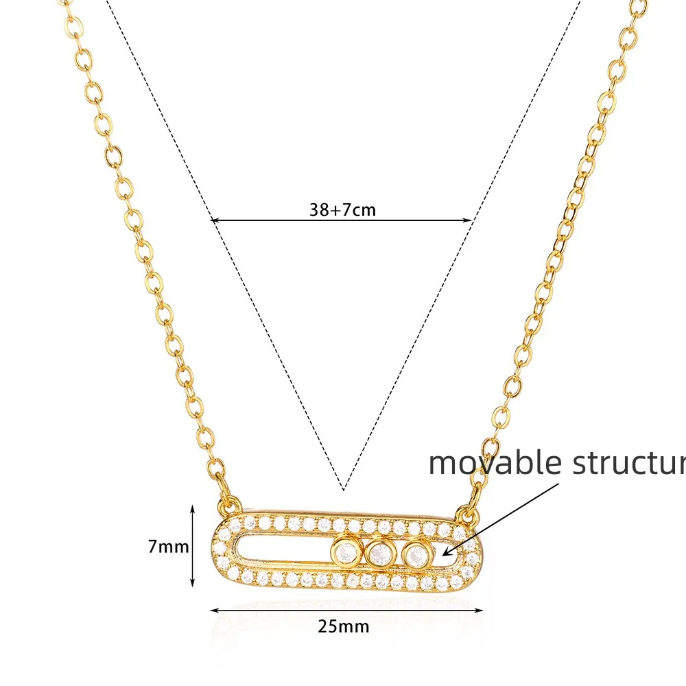 Gold Color Square Round Zircon Pendant Necklaces For Women Vintage Jewelry Classic Chain Necklace Collares Mujer Tendencia 2024