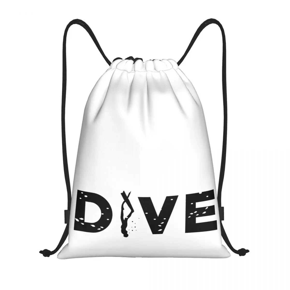 Diving Heart Beat Free Diver 9 Drawstring Bags Gym Bag Graphic Cool Blanket roll Sports activities Backpack Novelty