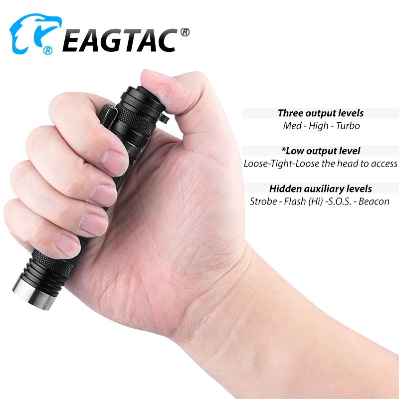 EAGTAC D25LC2 Tactical LED Flashlight 1374 Lumen 2xCR123A 18650 Battery Pocket Torch Tail Strobe Hunting Fishing Tactical Light