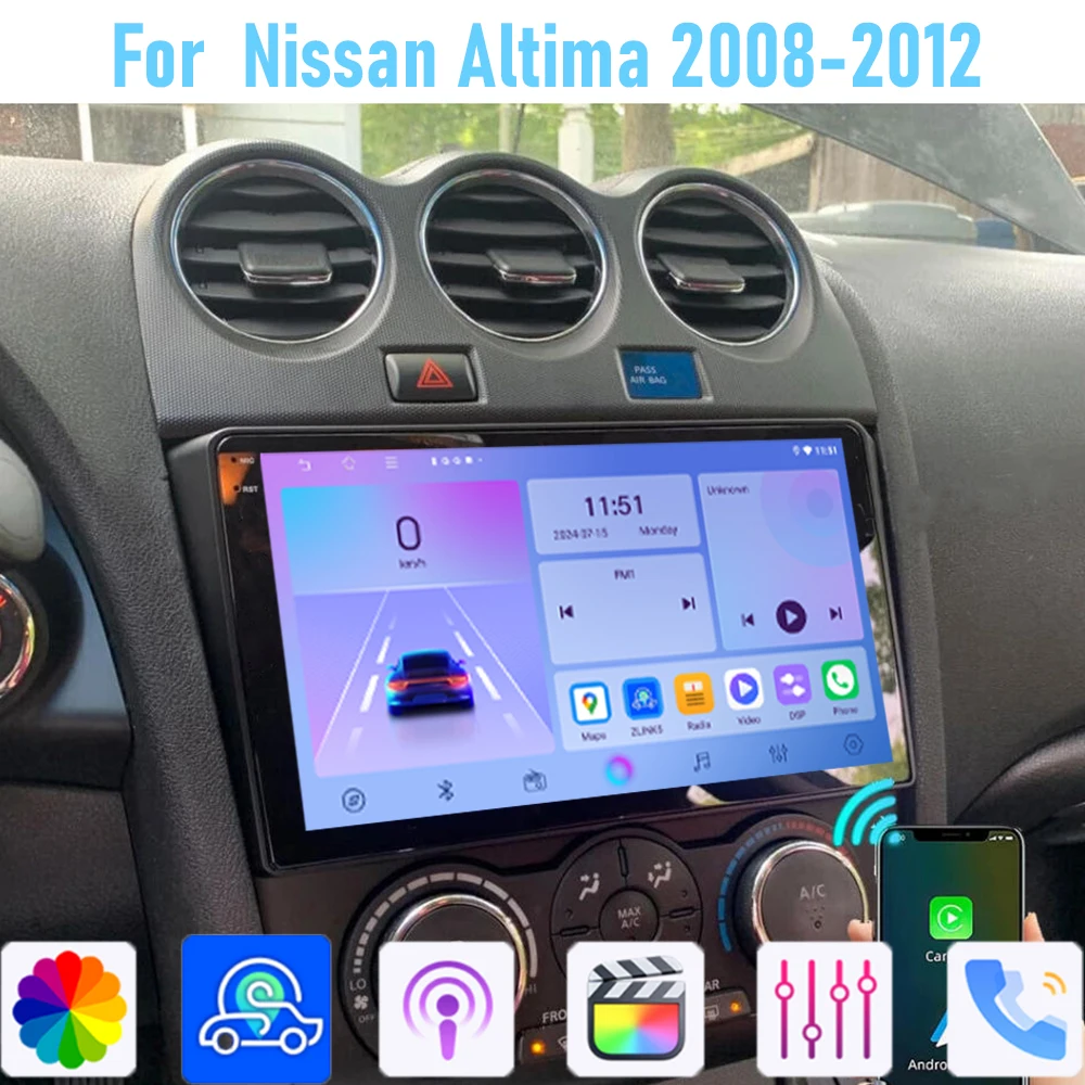 

9" For Nissan Altima 2008-2012 Multimedia Player Carplay Android Auto Wireless GPS BT WIFI Navigation Intelligent System 4-64GB