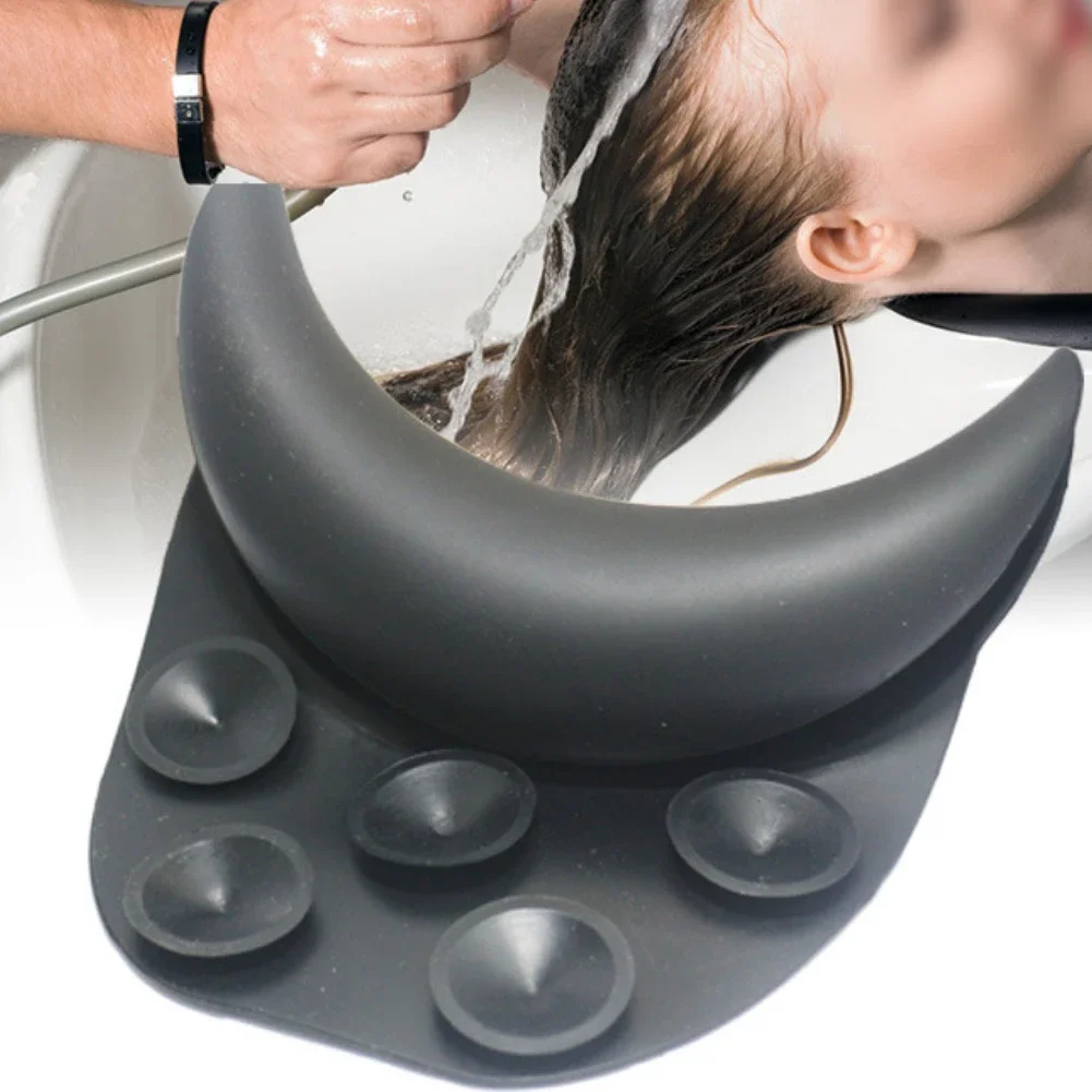 Silicone Neck Pillow with Suction Cups for Shampoo Basin Use Providing Secure Grip and Pressure Relief for Neck Support
