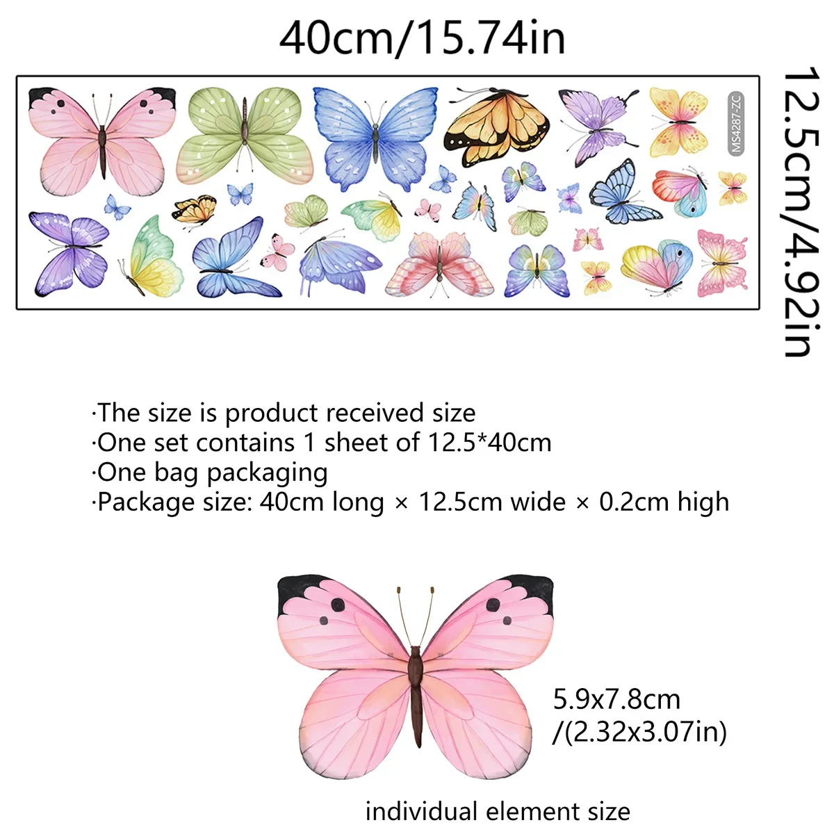 colorful Butterflies Background sticker Removable Mural Wall Stickers for Home Room Bedroom Decoration for Girls Stickers Kids