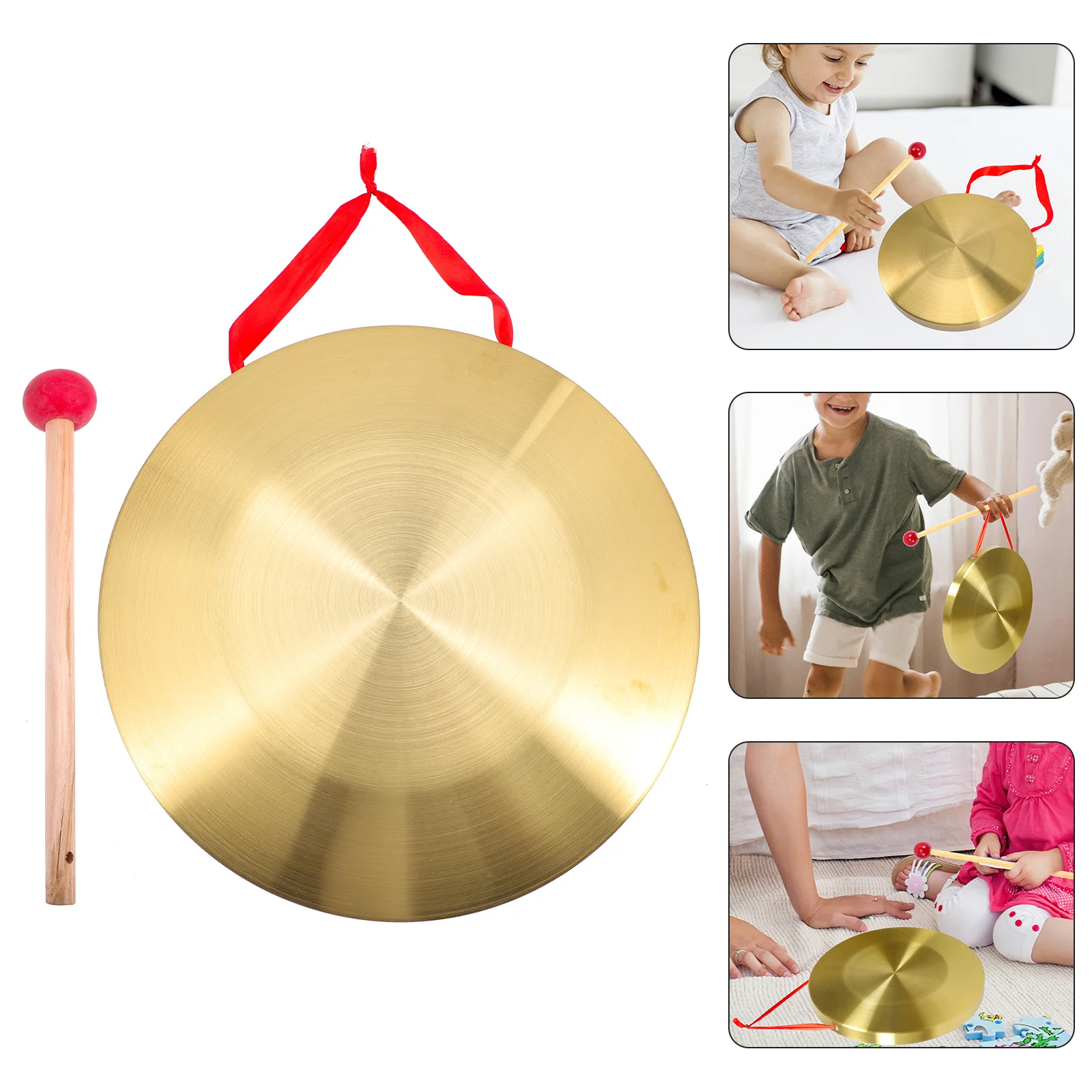 

Loud Chinese Copper Gong Portable Warning Percussion Instrument Antiflood Campaign Festive Sound Long Lasting Durable Clear