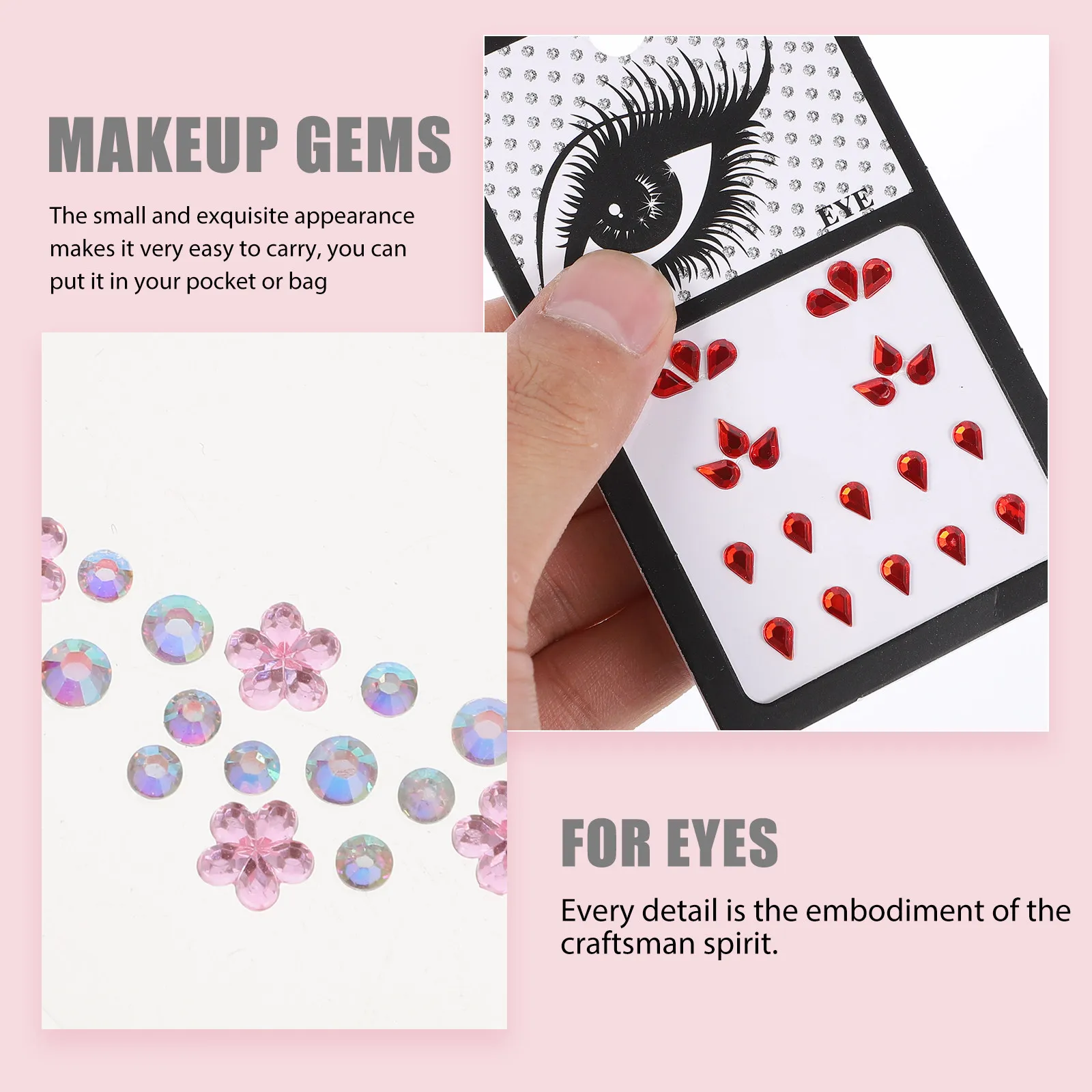 

5 Sheets Water Transfer Rhinestones Stickers for Face Nail Art Decor Crystal Gems Craft Embellishments Party Festival Makeup