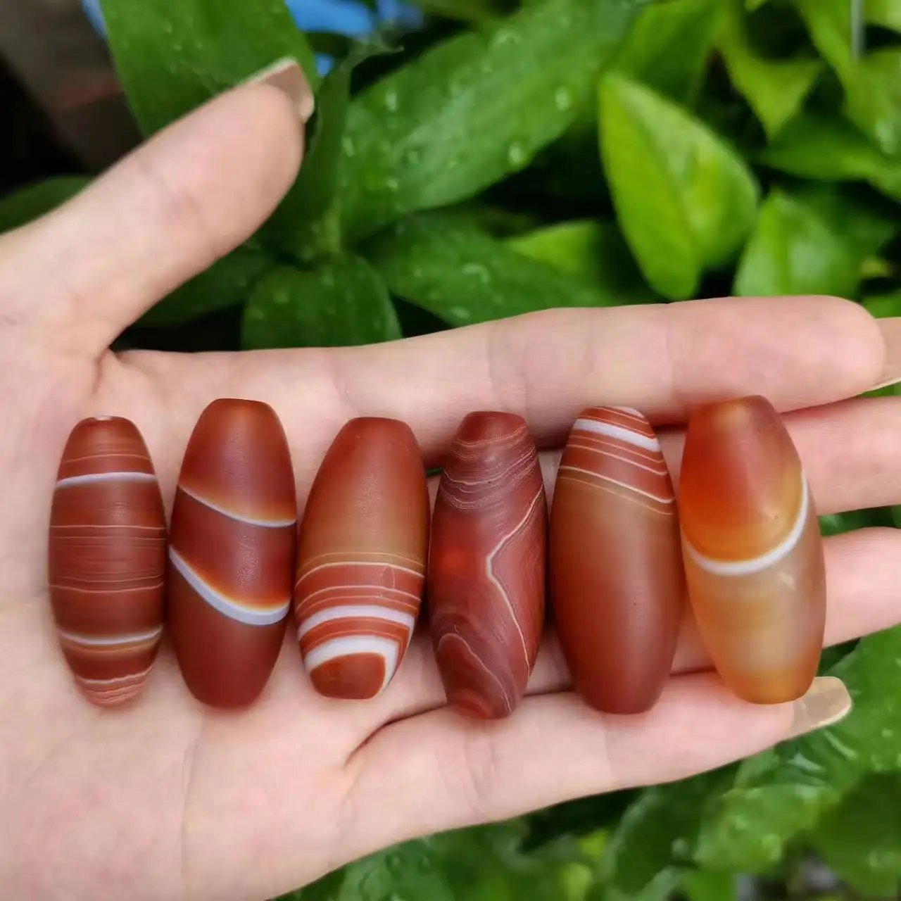 

6pcs/lot Natural Orange White Silk Striped Agate Beads Bulk Wholesale accessories gem jewelry folk-custom wholesale taki diy