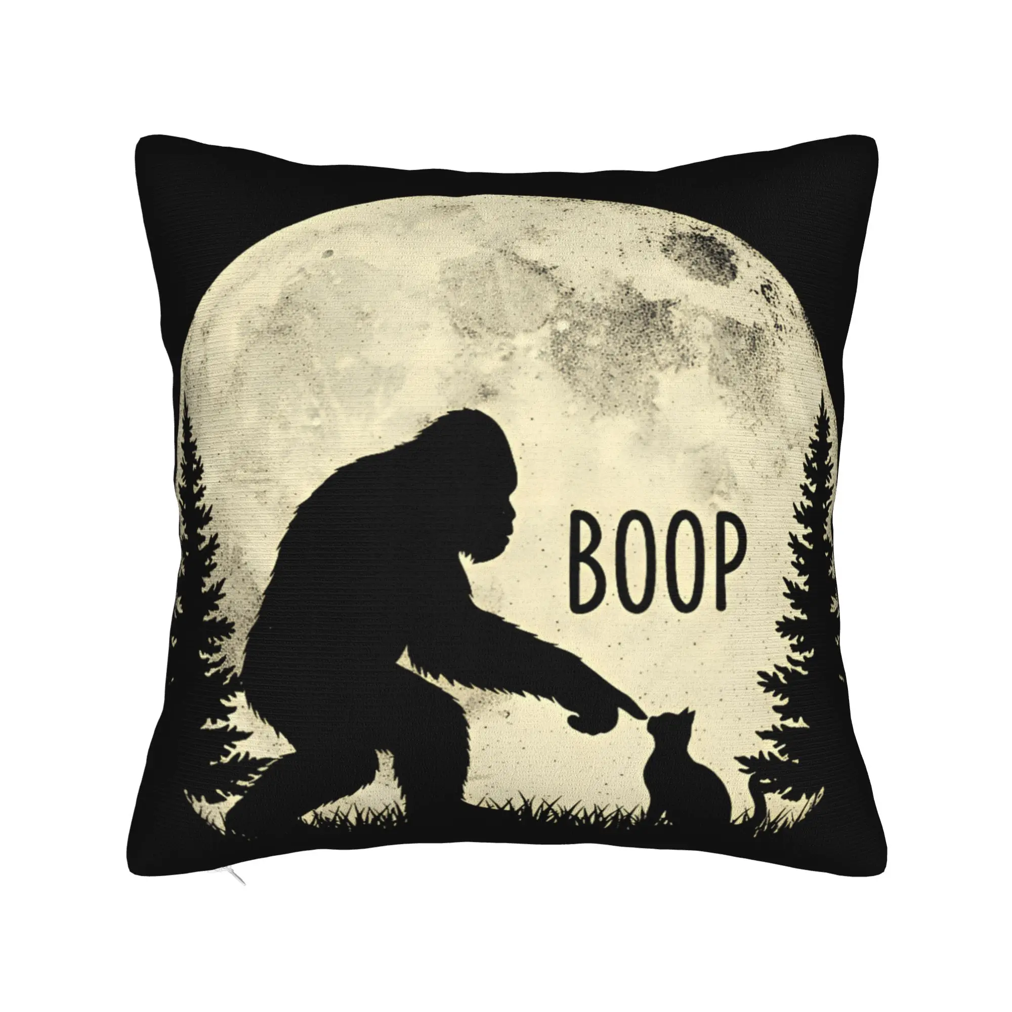Fun Hand Boop Nose Bigfoot Cat Under Full Moon Night Lovers Pillow Case  Comfy Pillow Cover For Wedding Party Trendy Pillowcases