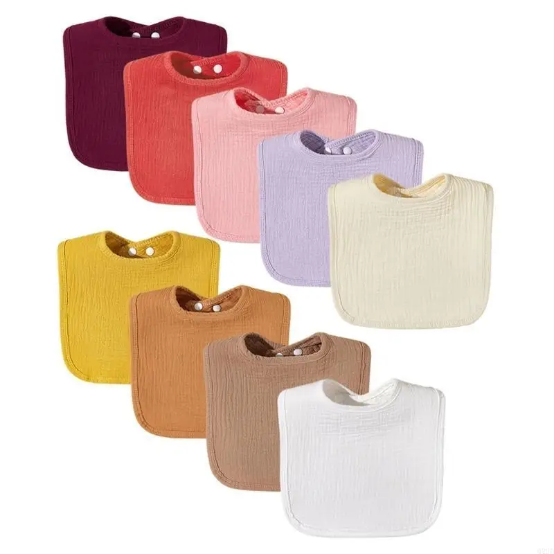 

Q22D Solid Color Feeding Bibs Newborn Baby Bibs Drooling Apron Cotton Burp Cloths