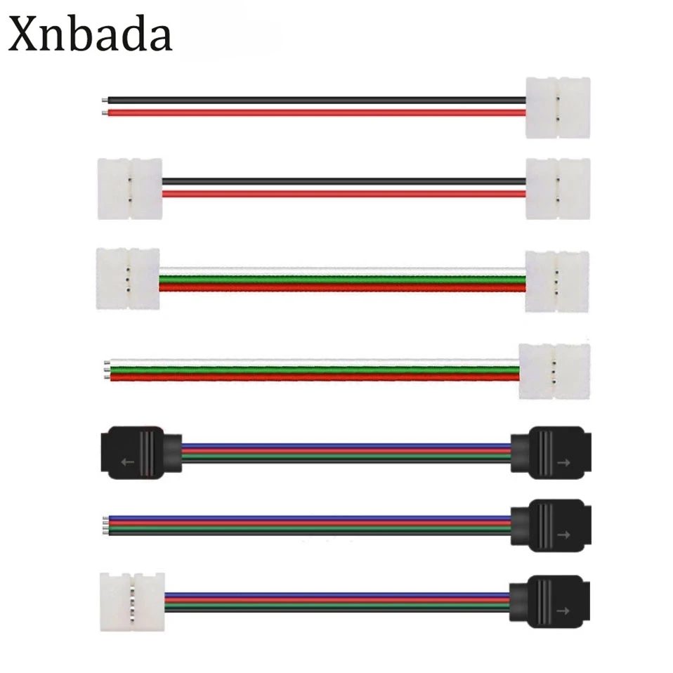 WS2812B WS2811 5050 RGB LED Strip Single / Double End Solderless Cover Connector 8mm/10mm /2pin /3pin /4pin/5pin