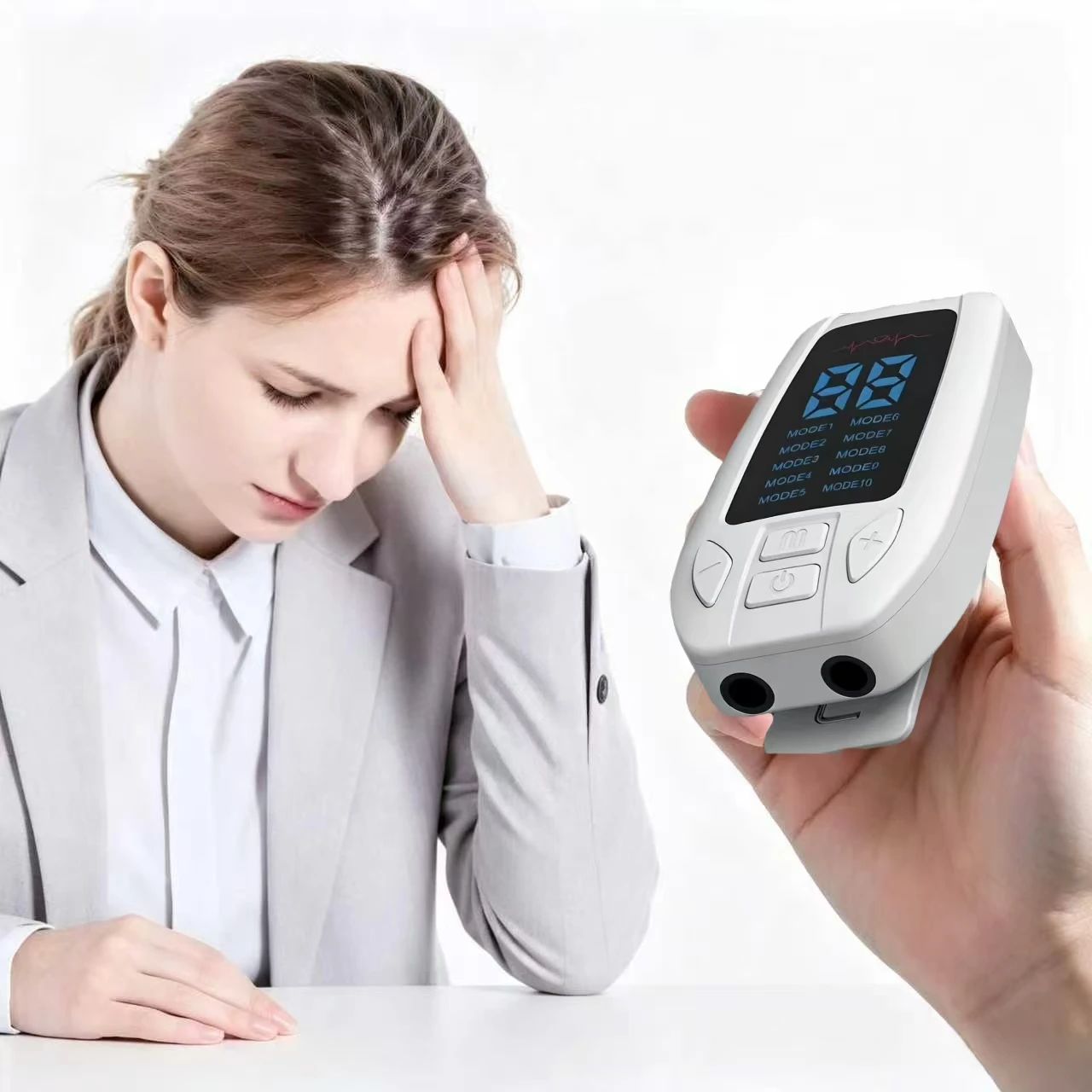 Portable 2 in 1 Sleep Therapy Device with Ear Clip and Handheld Mode, CES Electrotherapy Pulse for Insomnia and Anxiety Relief