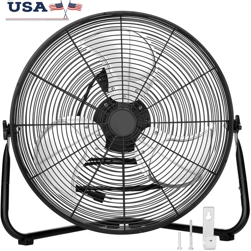 20 Inch High Velocity Floor and Wall Fan Adjustable Tilt Portable Air Mover Quiet Powerful Airflow Home Garage Office