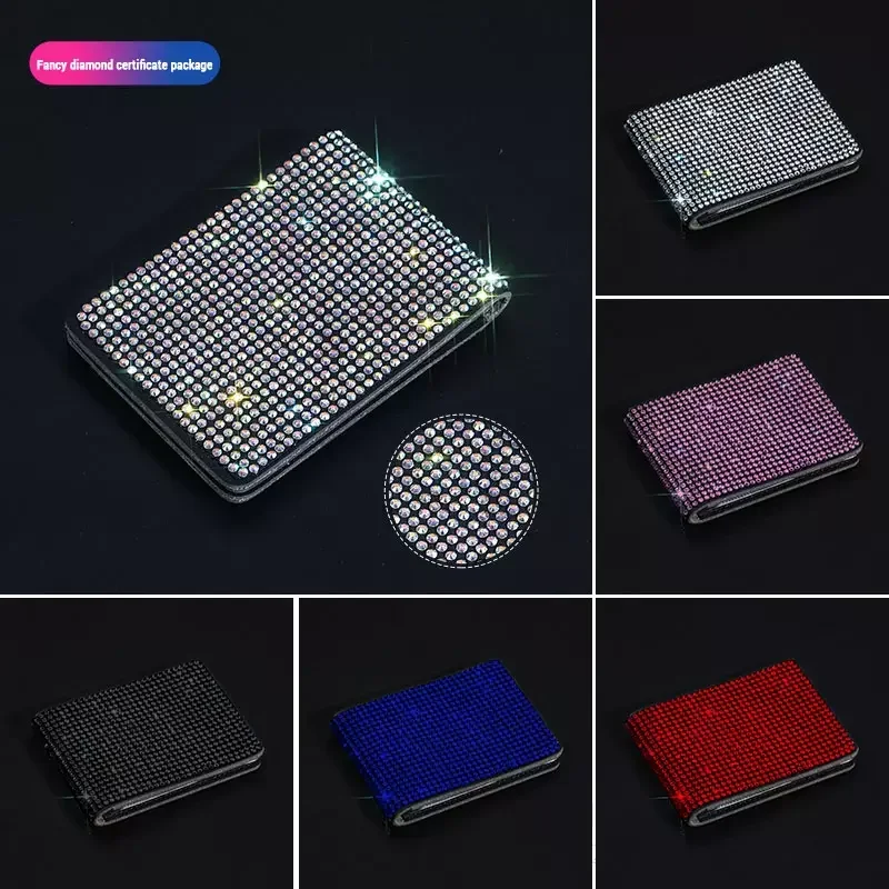 Crystal Diamond Car Driving Documents Business Holder Driver License Holder Leather Cover Bling Car Accessories for Women