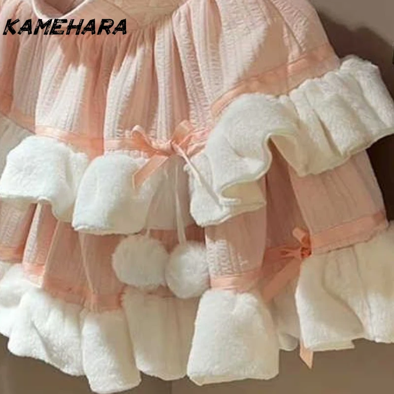 KAMEHARA الحلو لطيف القوس طوق الدوبامين الغلاف الجوي الرغبة النقية التخسيس الأعلى خمر لوليتا نصف الكشكشة تنورة Y2k قطعتين مجموعة #3