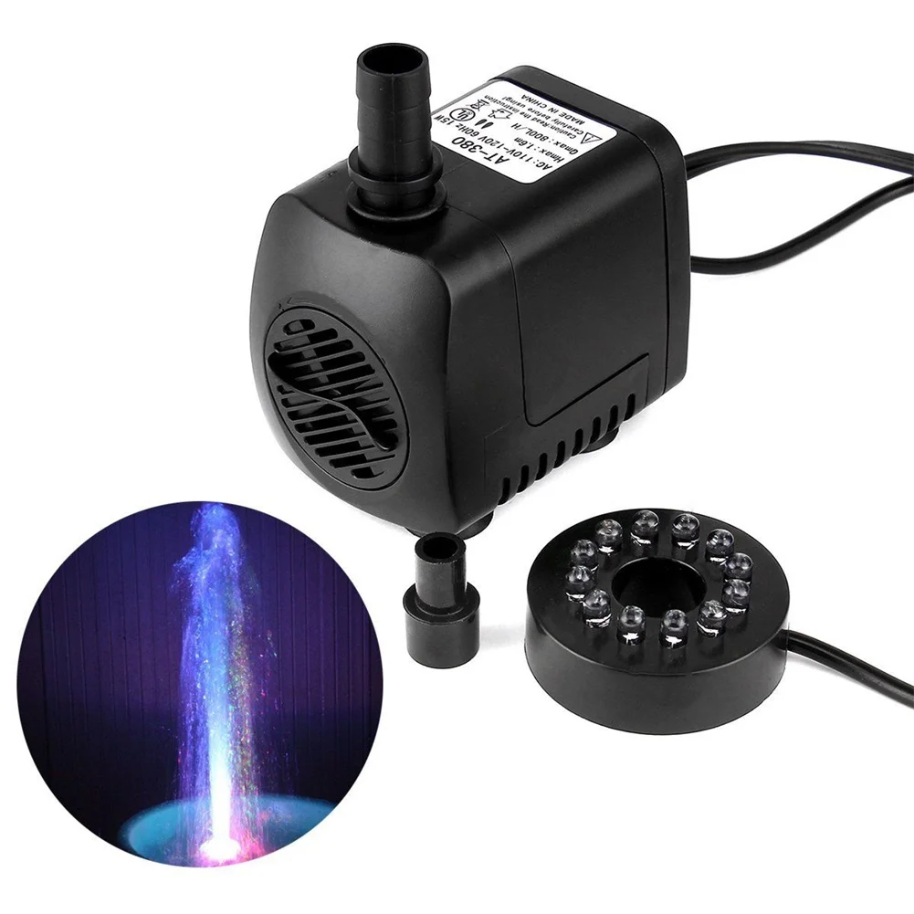 Mini pompa dell'acqua sommergibile con luce a LED per acquari KOI Fish Pond Fountain Waterfall