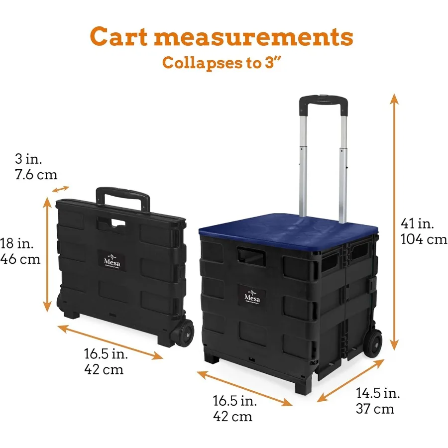 Collapsible UltraSlim PackNRoll2 Wheel Utility Cart with Lid That Doubles as a Seat for Up to 250 Lbs Telescopic Handle for Eas