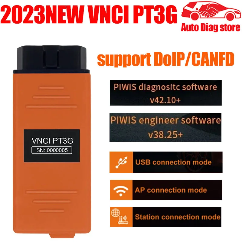 

VNCI PT3GPT4G PorscheTester support DoIP and CANFD,Compatible with OEMPIWIS3 software driver,can be replacement OEM PT3/4G tool