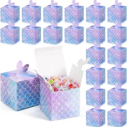 10Pcs Cartoon Mermaid Tail Chocolates Candy Boxes Gift Packaging Bag for Under The Sea Theme Birthday Baby Shower Party Decor