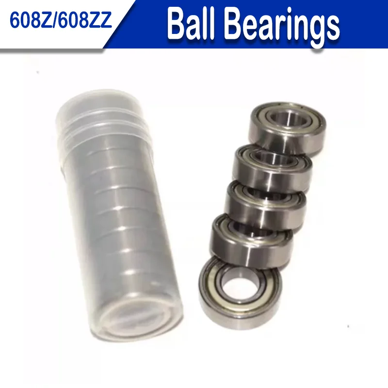 2‑100Pcs 608ZZ(608Z) Small Ball Bearings 8mm X22mm X7mm Metal Double Shielded Mini Bearings for Skateboard Scooter