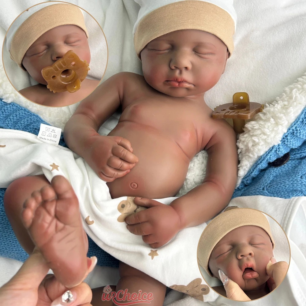 20 inch donkere huid Loulou realistische siliconen herboren baby meisje/jongen handgemaakte zachte levensechte waterdichte pop voor filmscènes kinderen speelgoed