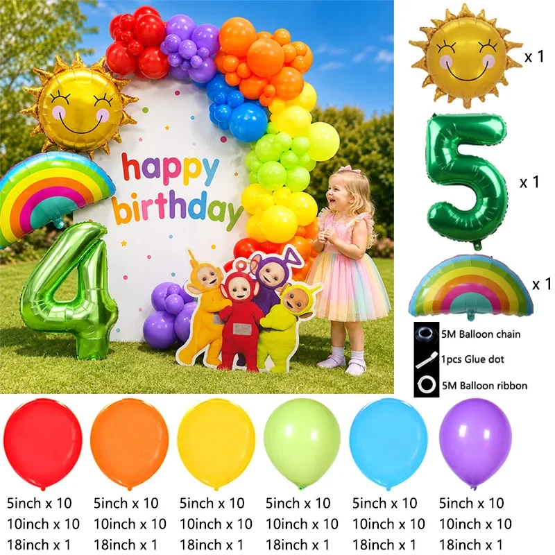 Teletubbies Kids Balloon Garland Globos Kit, Cute Foil Latex Balloon Bouquet for Baby Birthday Baby Shower Party Backdrop Photo view 6