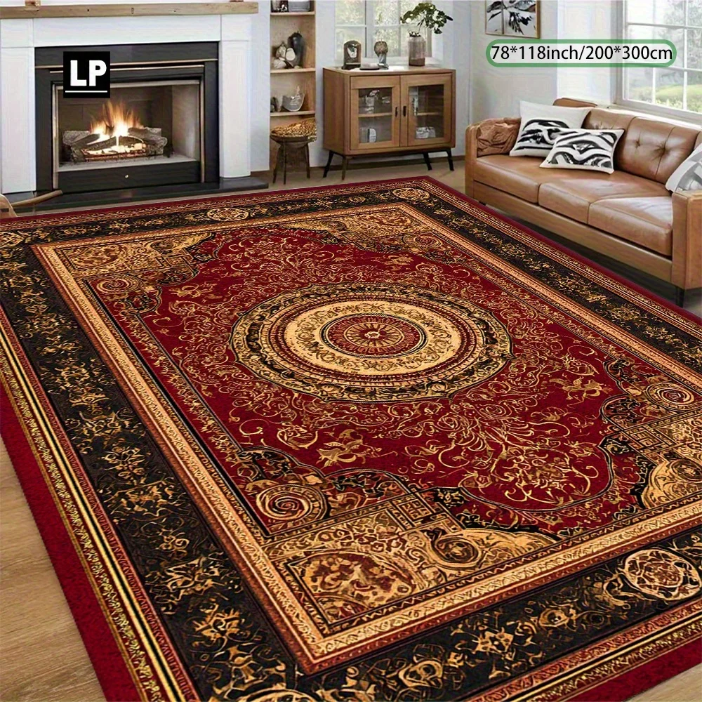 Classic European Style Luxurious Pattern Carpet, Soft and Durable Velvet, Non-Slip Dot Plastic Backing with Double Lock Edges Ma