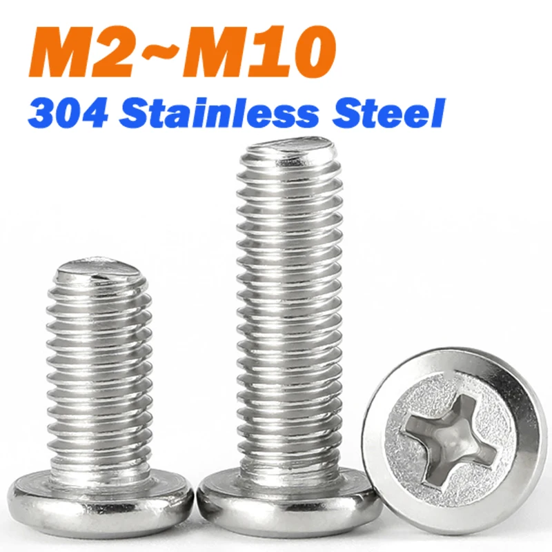 304 Stainless Steel Cross Recessed Phillips Large Flat Head Screw Bolt M2 M2.5 M3 M4 M5 M6 M8 M10 Connect Furniture