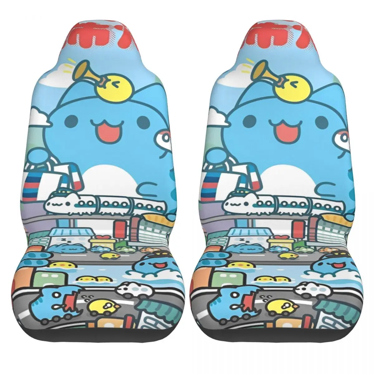 

Чехлы на автомобильные сиденья Bugcat Capoos с мультяшным рисунком, полиэстеровые, эластичные, винтажные, комплект из двух частей