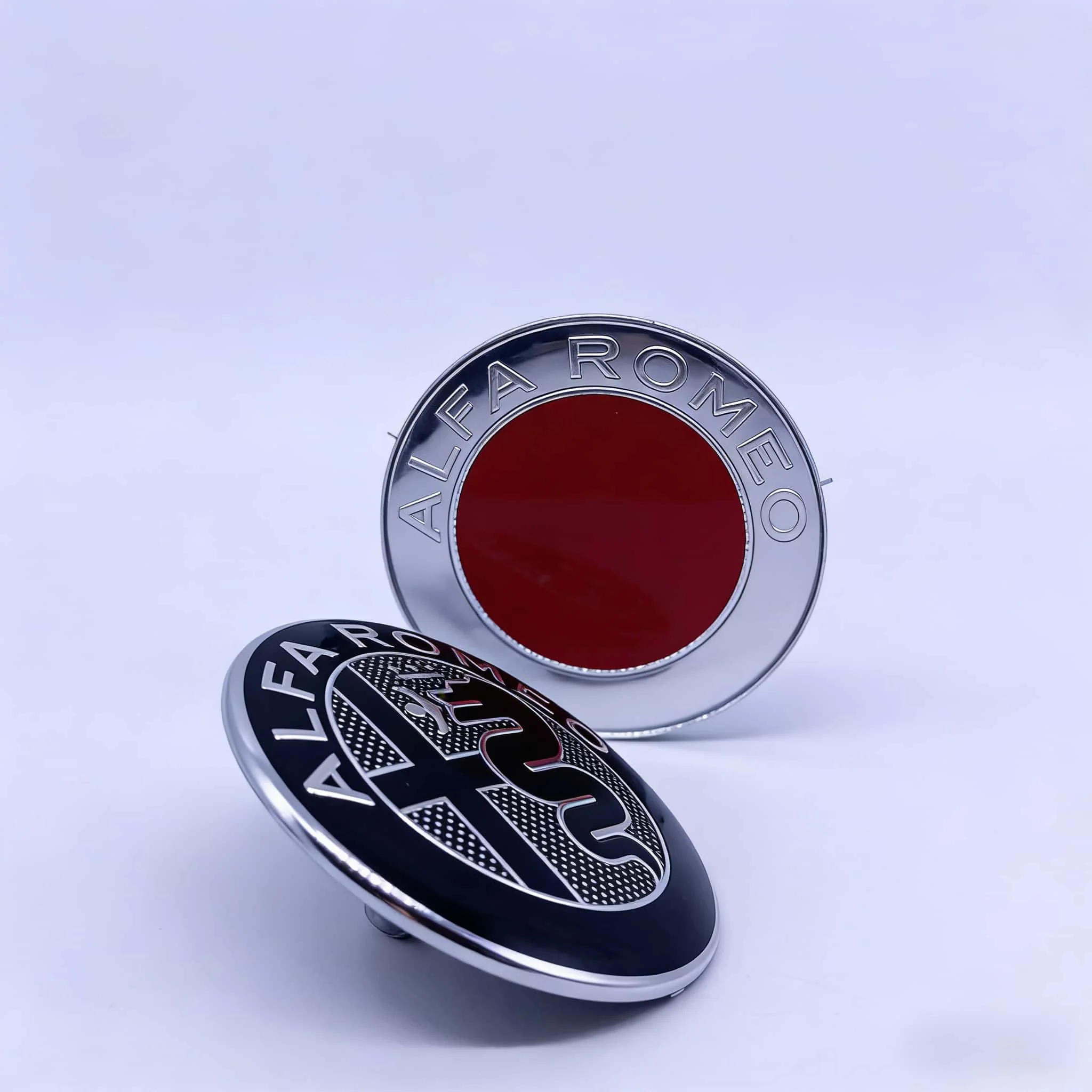 2 Emblemas de 74mm para Grelha Alfa Romeo Giulietta GTAM, Adesivo Preto e Vermelho para Botão da Consola Interna, Acessórios Automotivos