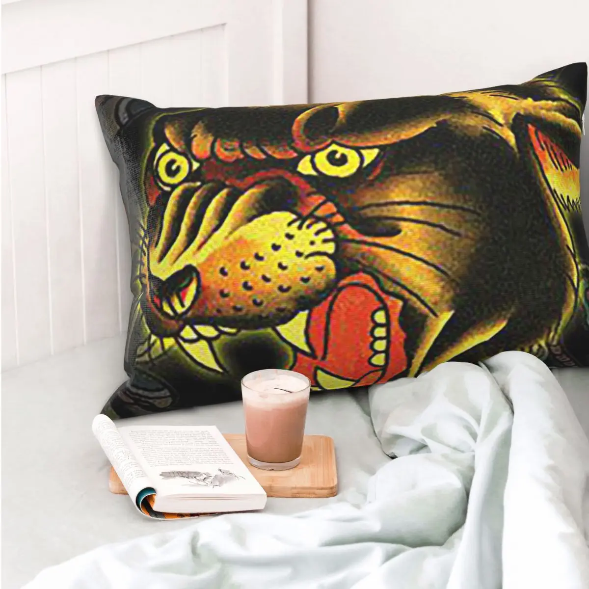 Ed-hardy Tattoo Tiger Skull - Funda de almohada rectangular decorativa para dormitorio, cama, hogar, cómoda almohada decorativa