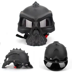 Electric Vehicle Helmet Men's Fashion for Harley Double-sided Replaceable Skull Helmet High-quality ABS Half Helmet Personality