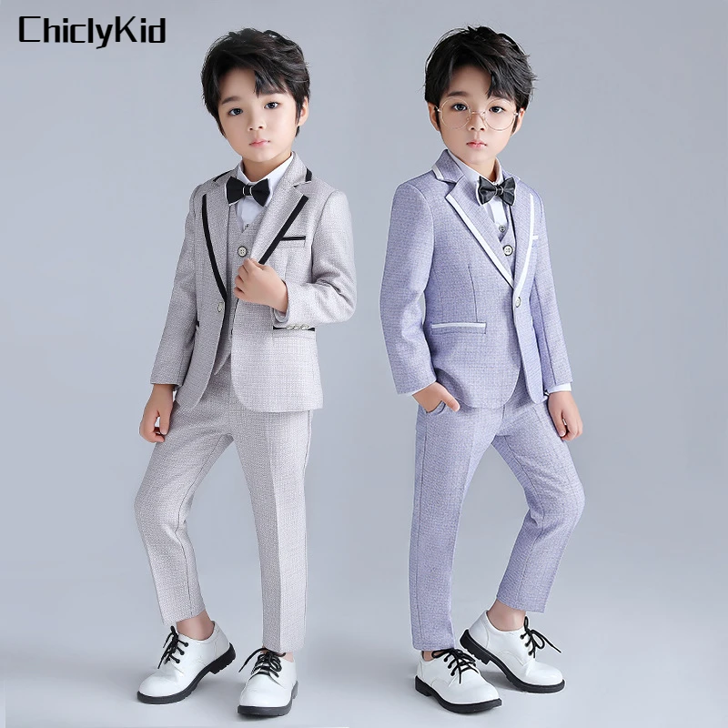 Boys Wedding Black Suit Jacket Gentleman Kids Formal Tuxedo Dress Child Party Morning Coat Ring Bearer Blazer Pant Teen Costumes