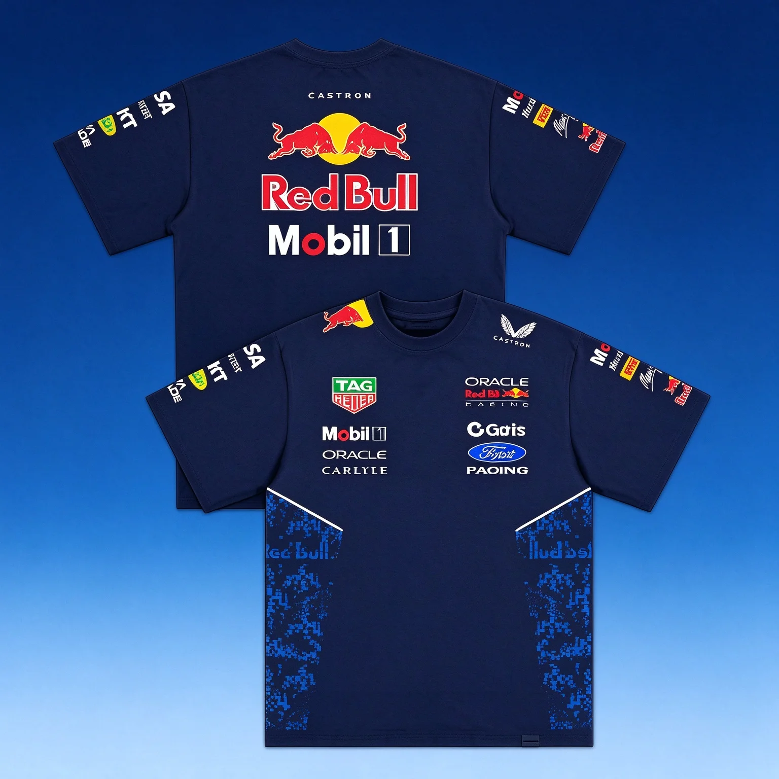 Red Bull F1 Racing Team T Shirt Max Verstappen 1# Driver Jersey Double Sided Print Men Motorsport Tee