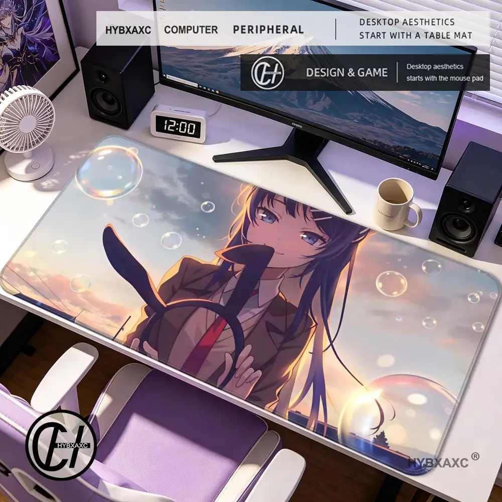 HYBXAXC Anime M-Mai Sakurajima MousePad Computer Laptop Rubber Non-slip MouseMat Mousepad Gamers Decoracion DeskMat