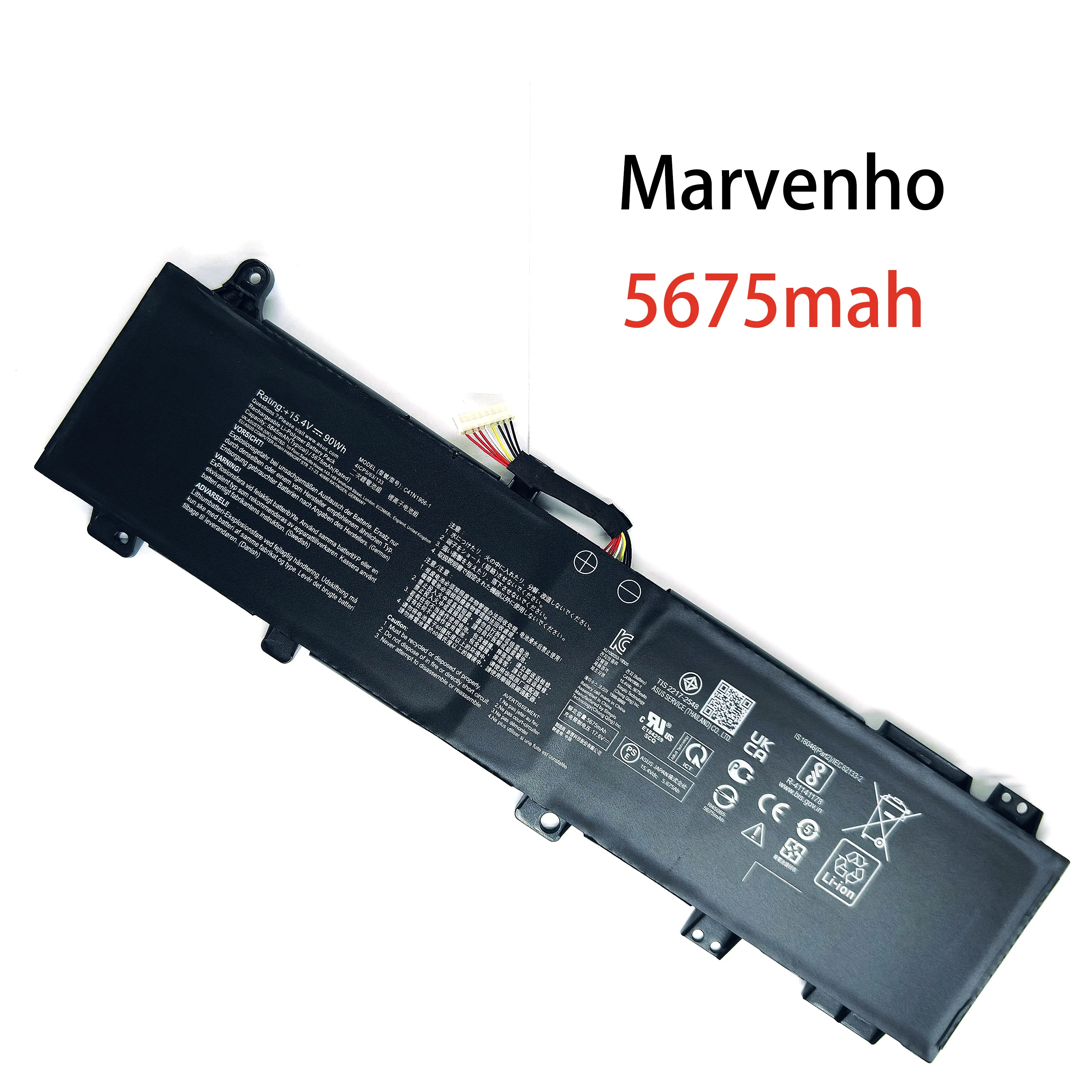 Marvenho New 15.4V  5675mah  90wh   C41N1906-1 C41N1906  Laptop Battery for  ASUS FA506IV  FA566IV ROG Zephyrus