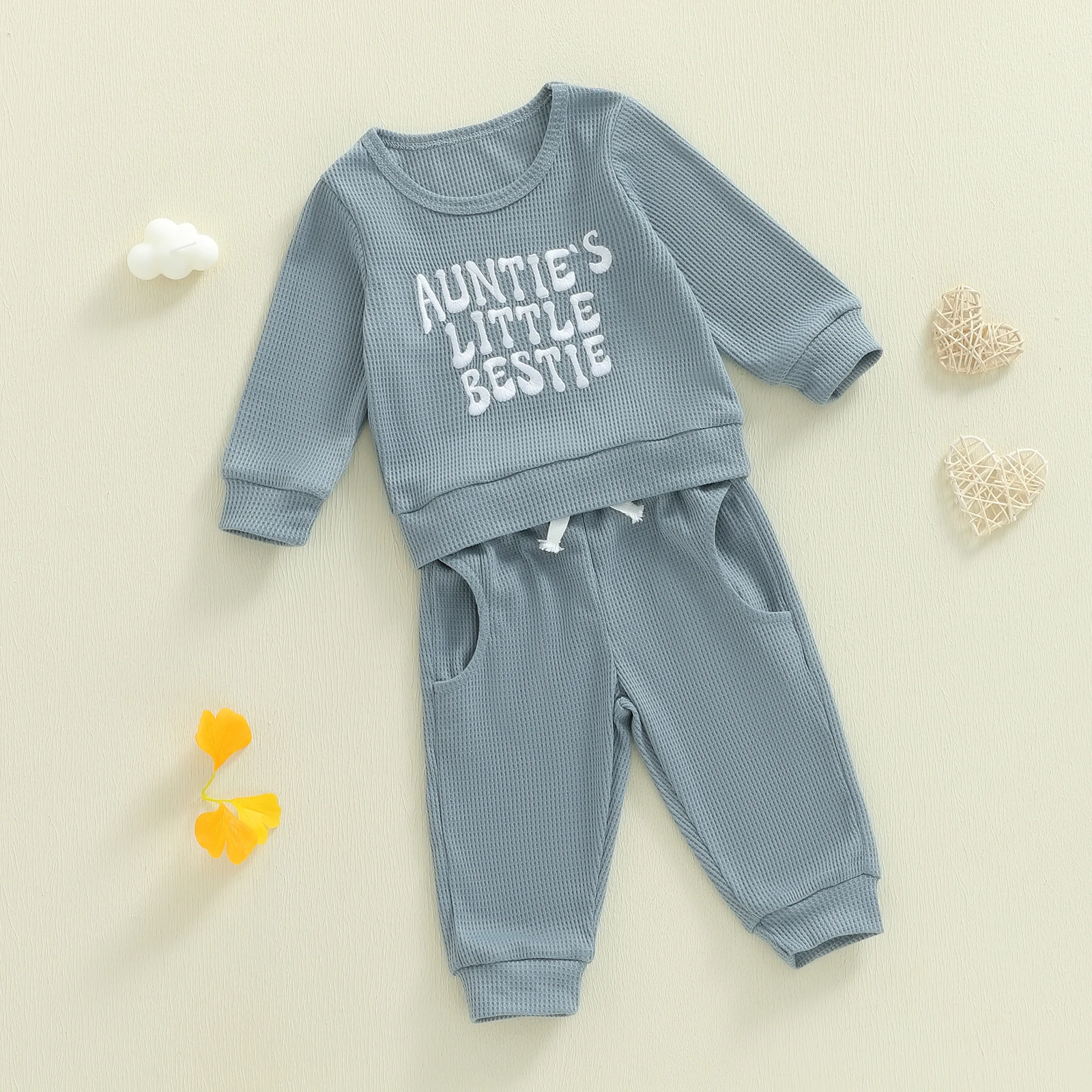 طفل 2PCS ملابس الربيع طويلة الأكمام إلكتروني التطريز البلوز + السراويل مجموعة ملابس أطفال #3