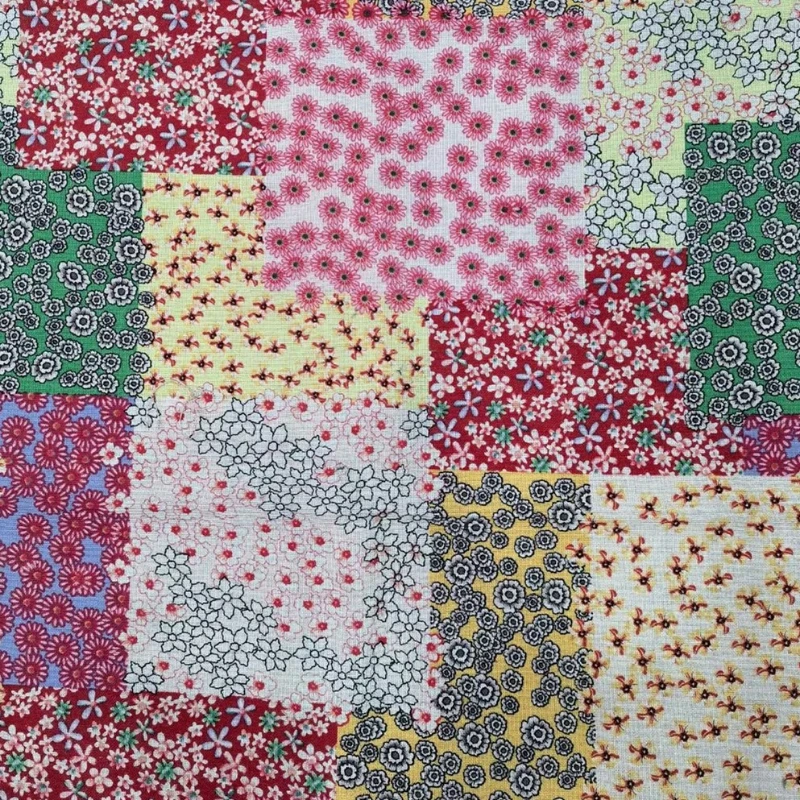 Cotton Linen Printed Fabric Small Floral Patchwork Pastoral Fabrics Spring Summer Pink Green for DIY Sewing Clothing,Tableclothe view 2