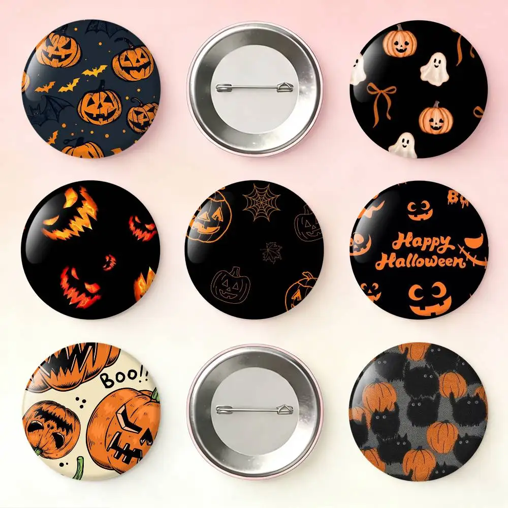 Cartoon Pumpkin Halloween Happy Laser Badge Creative Pins Brooch for Bag Clothes Hat Decor Gifts Fans Collect