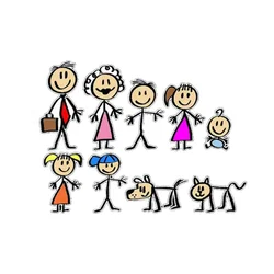 17cm Cartoon We Are Family Decal Exterior Parts Car Accessories Stickers Products Sticker Cute, Decals Cover Scratches Stylish,