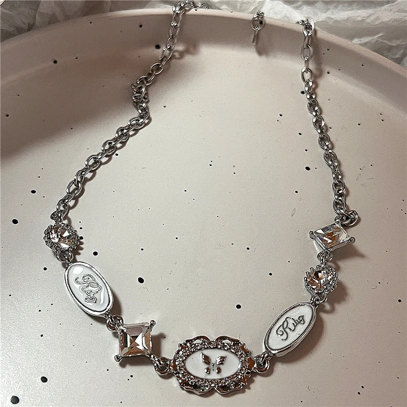 Gothic Punk Mode Charme süße rosa große Kreuz Anhänger Halsband Ketten Halskette Frauen Y2K 2000er EMO Grunge Zubehör Schmuck – Detail 7