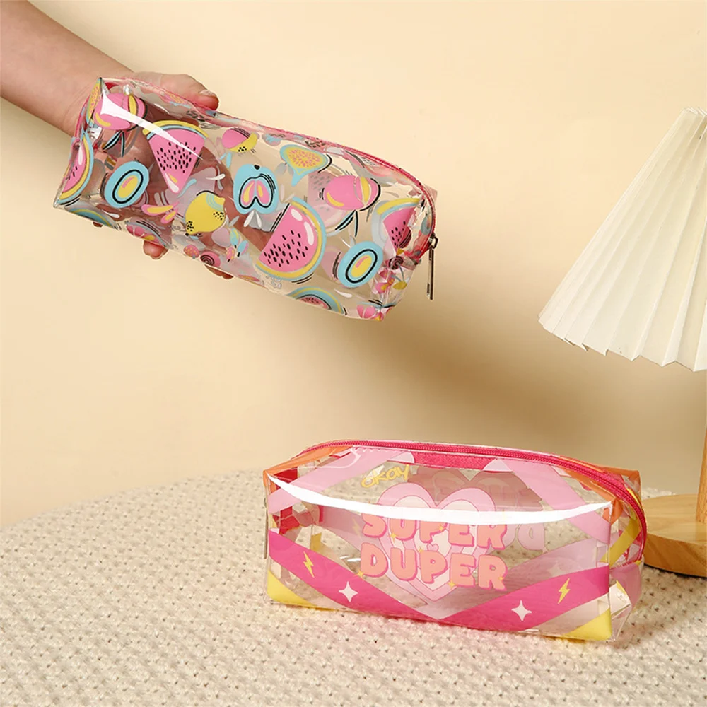 

Прозрачная косметичка из ПВХ с фруктовым узором, косметички, женские водонепроницаемые дорожные сумки для мытья туалетных принадлежностей, сумки для хранения душа