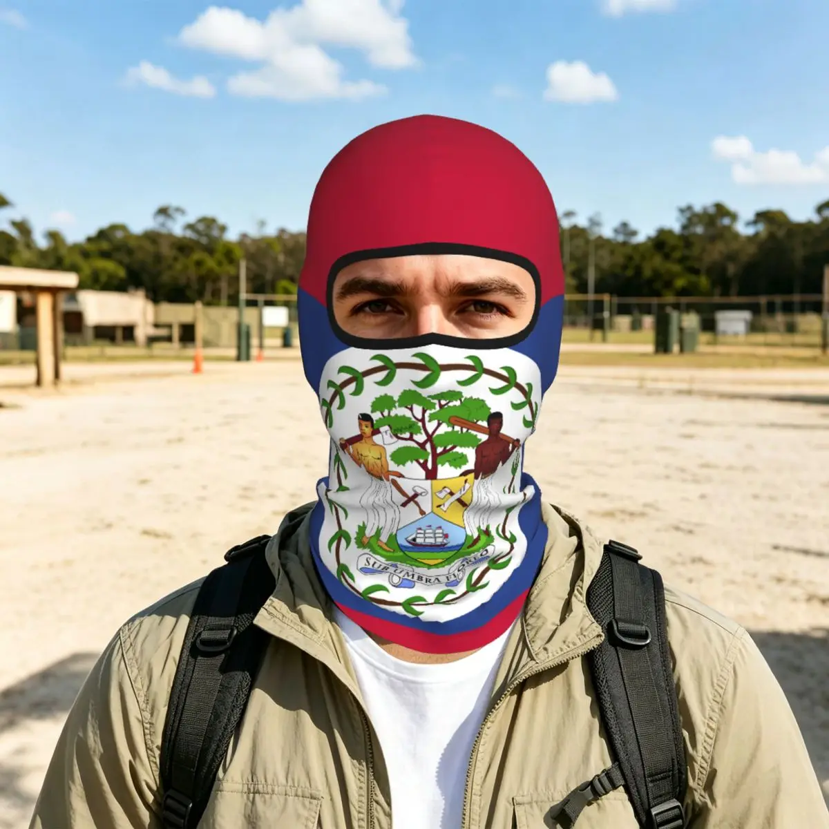 Belize Flag Balaclava Full Face Mask Breathable Motorcycle Winter Warm Full Cover Caps Neck Windproof Dustproof Cycling Caps