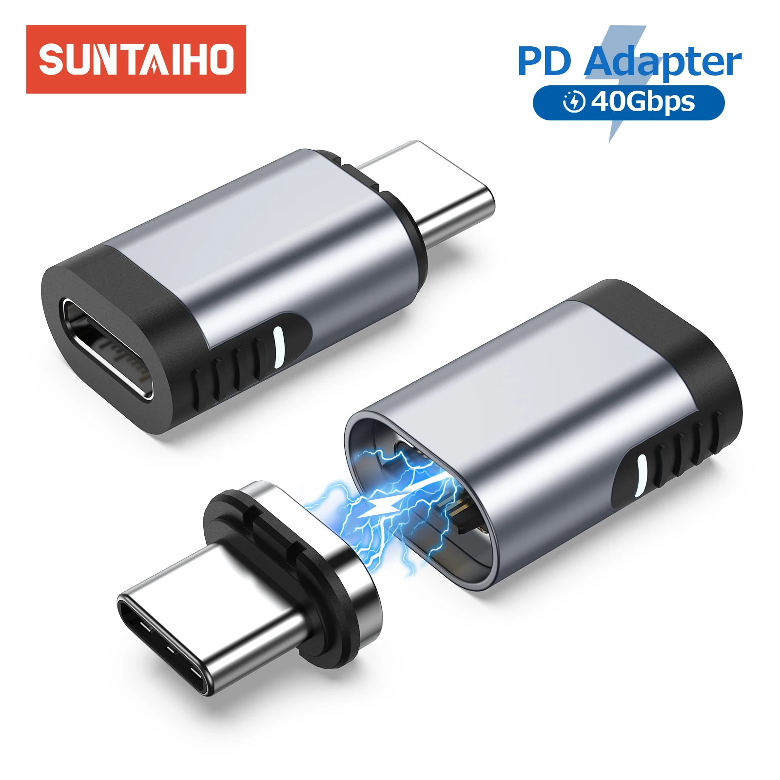 PD 100W USB3.1 Magnetic Adapter USB C To Type C 40Gbps Fast Charging Magnet Converter Cable Connector 4K@60Hz USB Type C Adapter