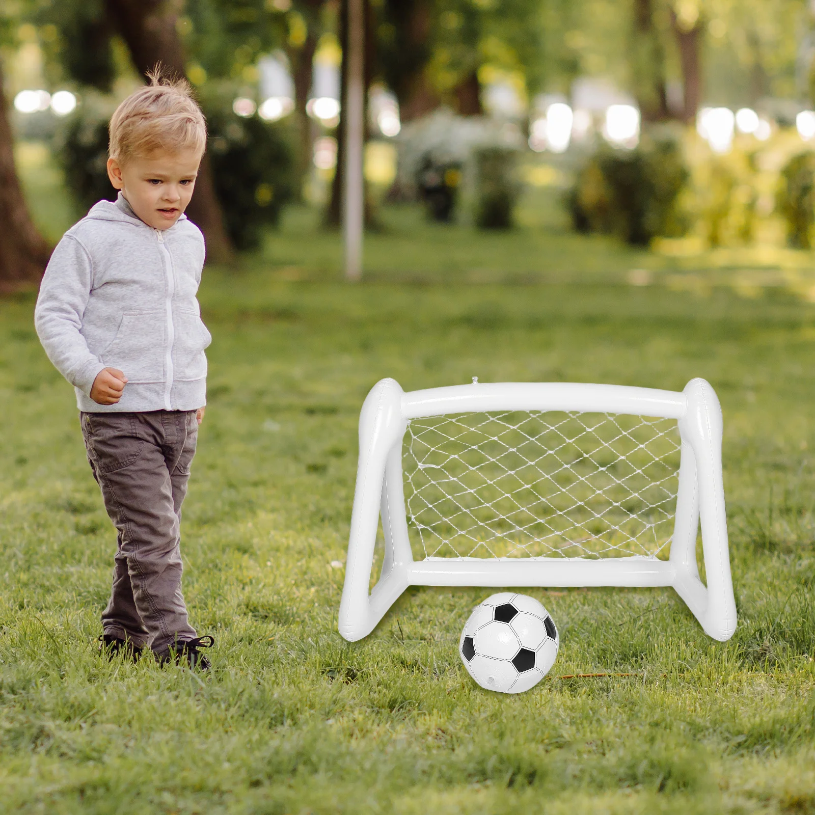 

1 Set Portable Inflatable Soccer Goal Kids Soccer Net Backyard Practice Equipment Foldable Youth Goal Frame Outdoor Training