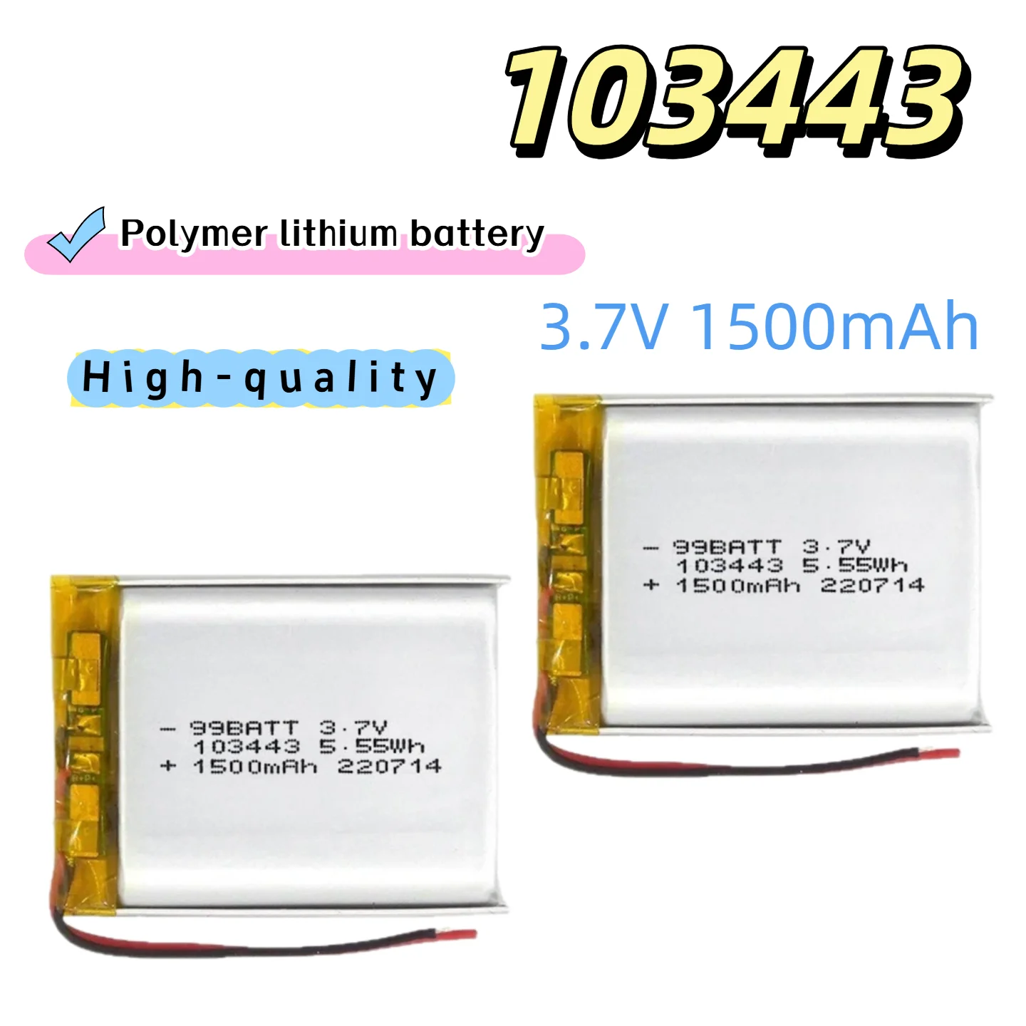 

103443 3.7V 1500mAh Polymer Li-Po Battery High Safety Rechargeable Battery Pack For Facial Beauty Device Skin Care Instrument