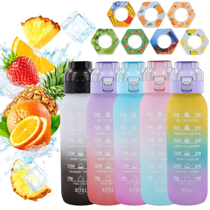 LUSQI 600/1000ML Tritan Flavor Water Bottle Leakproof Scent Water Cup Portable Sports Drinking Bottle For Kids Outdoor Travel