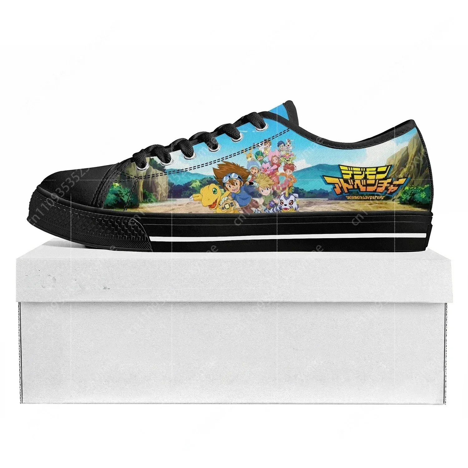 Comics Digimon Adventure Anime Low Top Sneakers Mens Womens Teenager Couple Shoes Custom Casual Shoe High Quality Canvas Sneaker