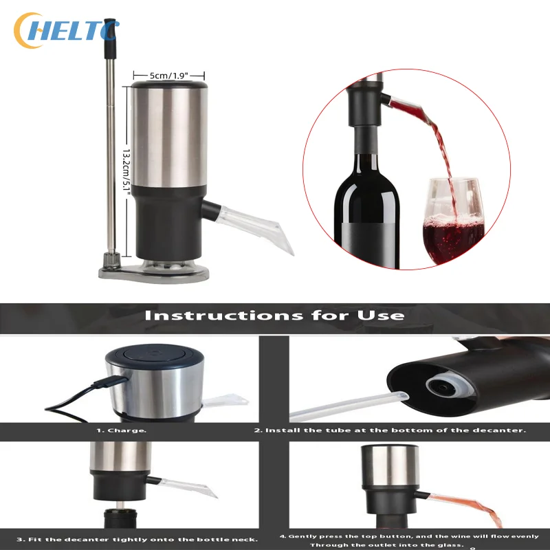 Elektryczny dekantator do wina USB, inteligentny dekantator do czerwonego wina, łatwy w czyszczeniu, pneumatyczny elektryczny dekantator, kreatywny dozownik do wina.