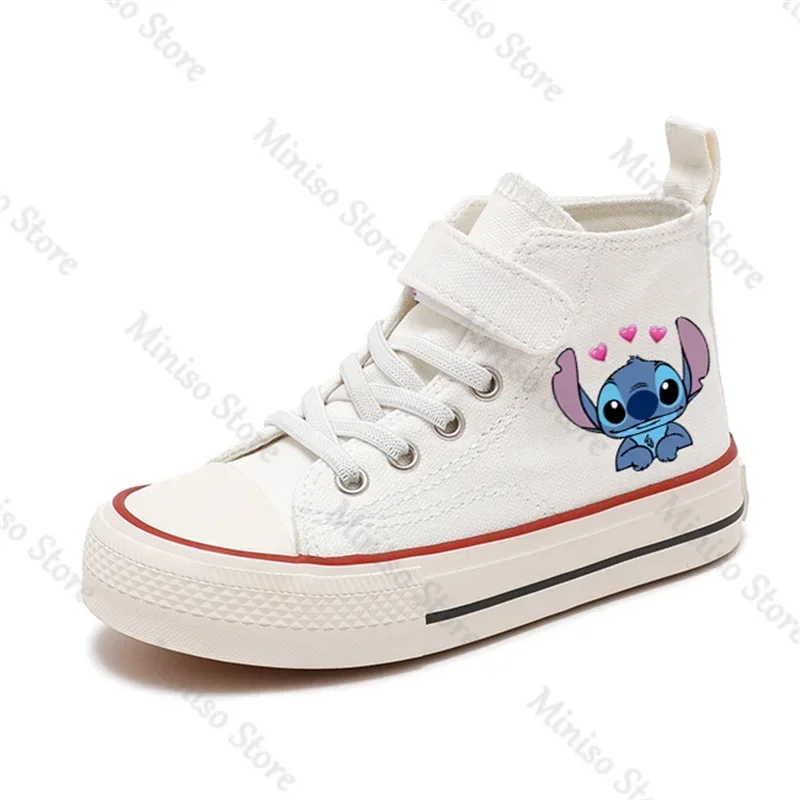 Zapatos de lona de Disney para niños y niñas, zapatos informales de dibujos animados kawaii Lilo Stitch, zapatos deportivos cómodos, zapatos de tenis estampados para niños